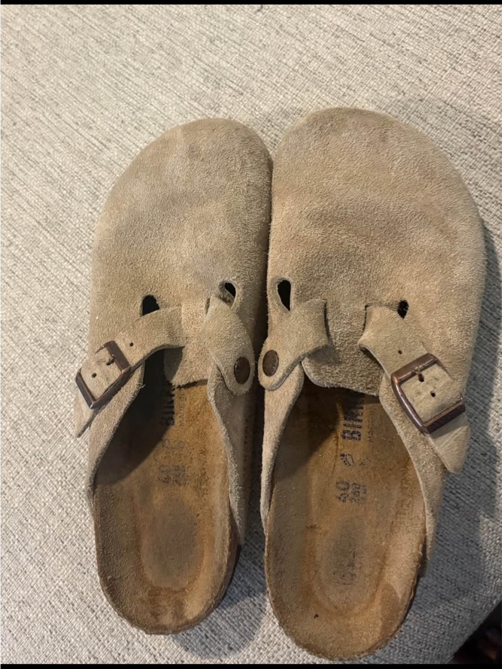 Birkenstock Suede Slip-On Clogs in Light Brown